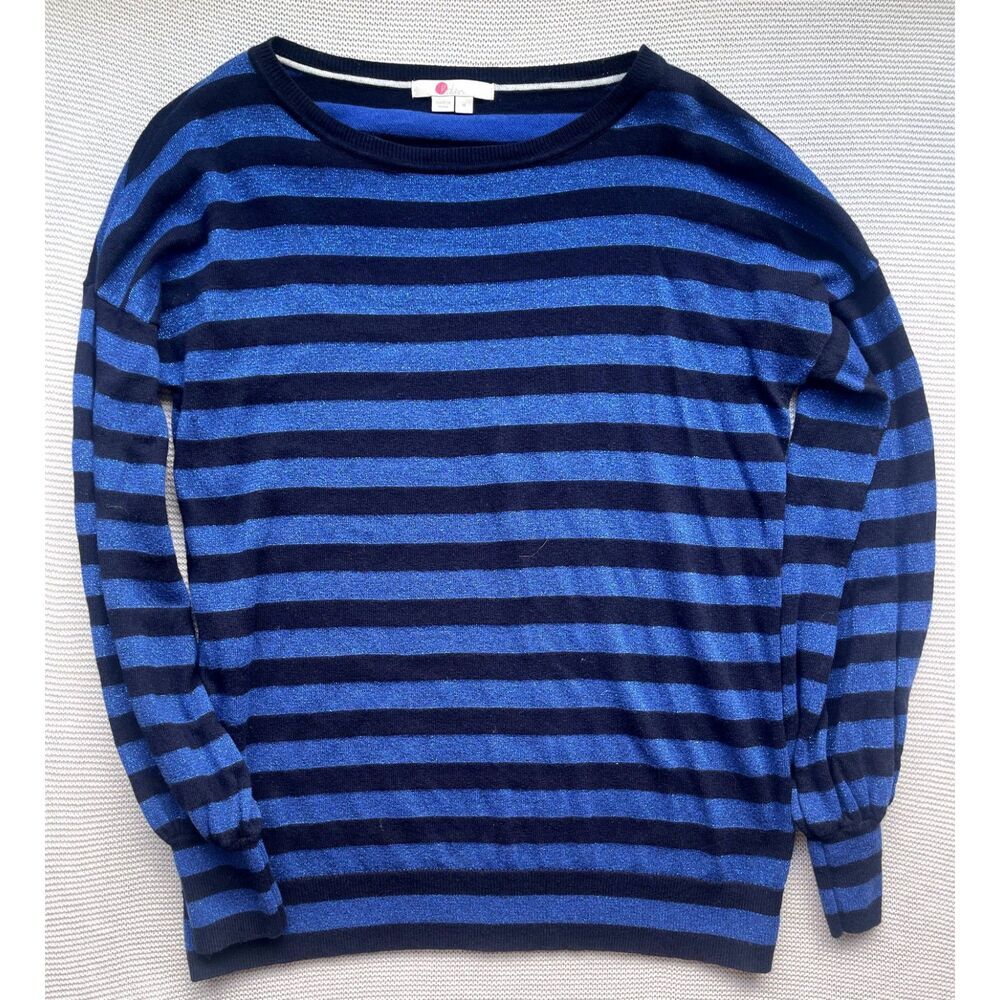 Boden Metallic Stripe Wool Long Puff Sleeve Sweater